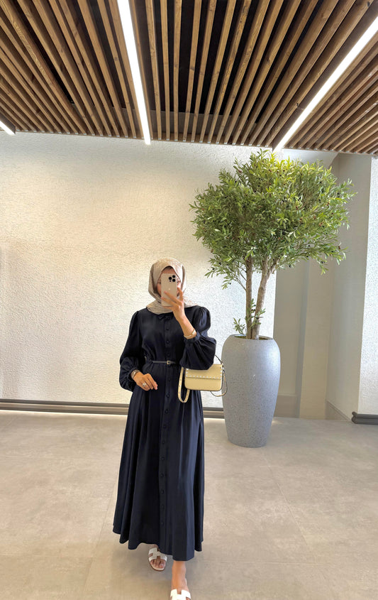 July Belted Dress Navy Blue