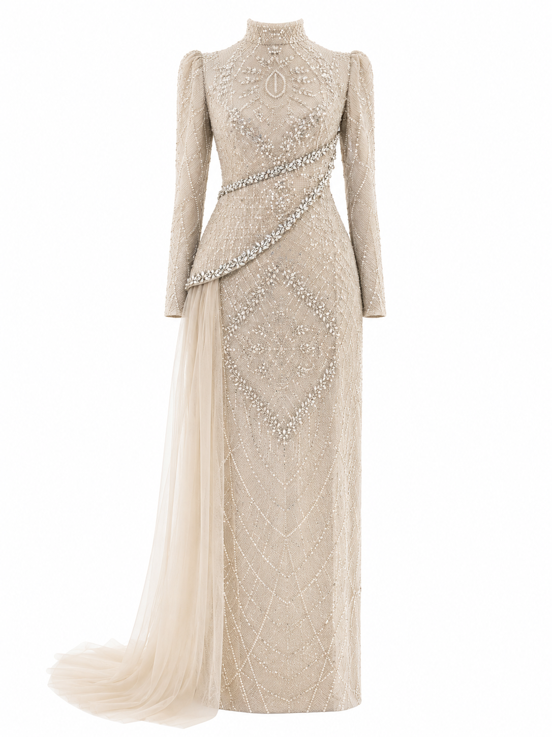 Violette Evening Dress - Beige