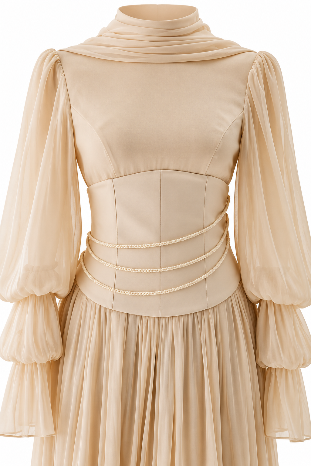 Liora Pearl Corset Modest Evening Dress - Salmon