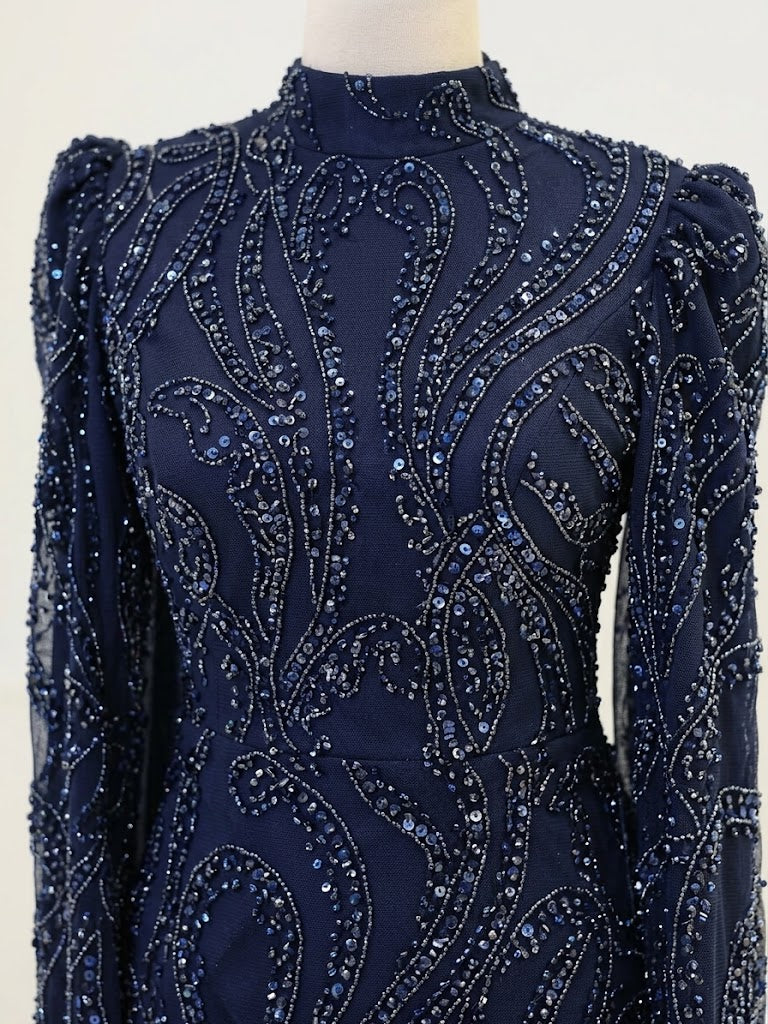 Elysia Modest Evening Dress - Navy