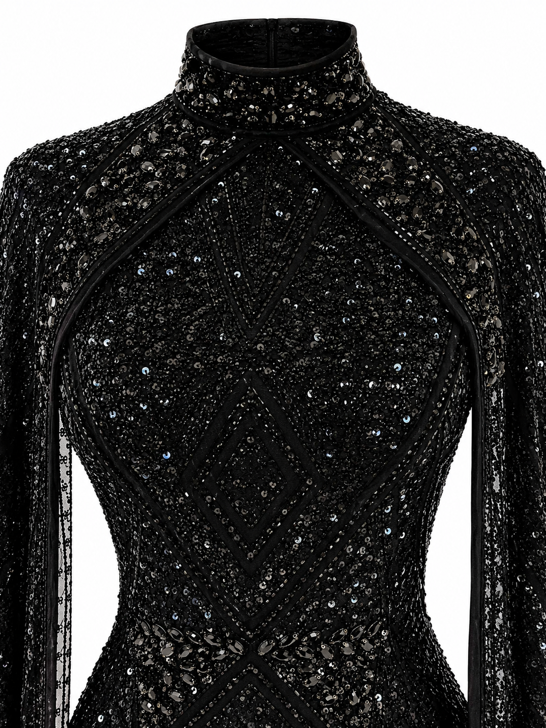 Couture Selenite Modest Evening Dress - Black