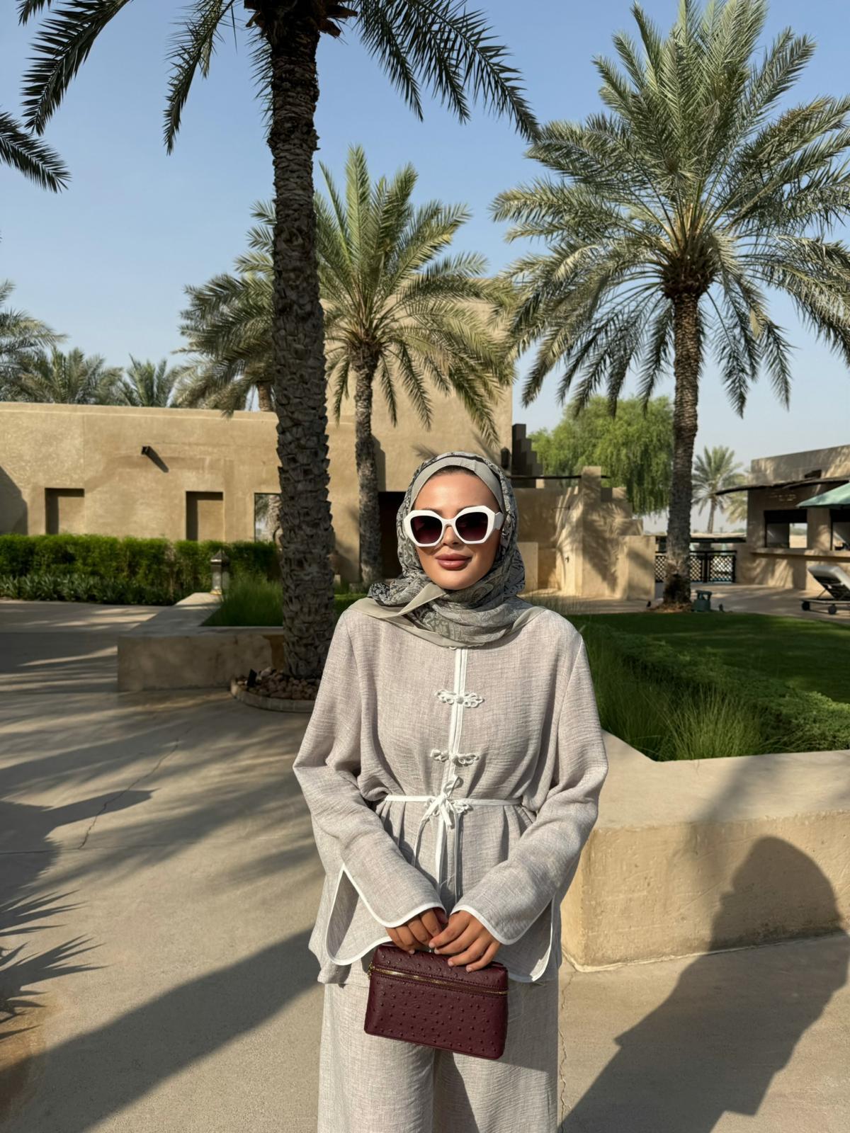 Kimono Style Top and Pant Matching Sets in Gray