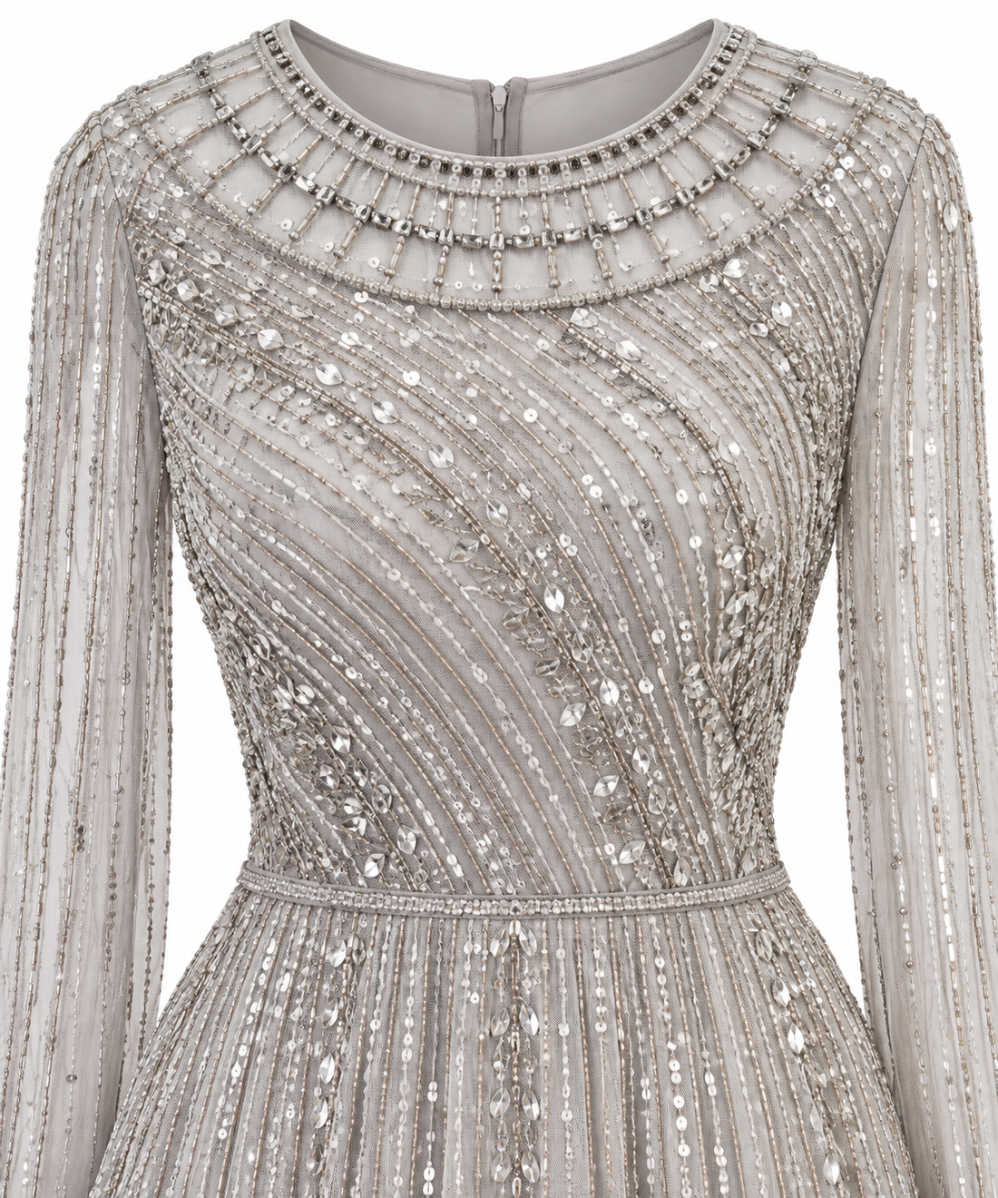Couture Sonja Modest Evening Dress - Grey
