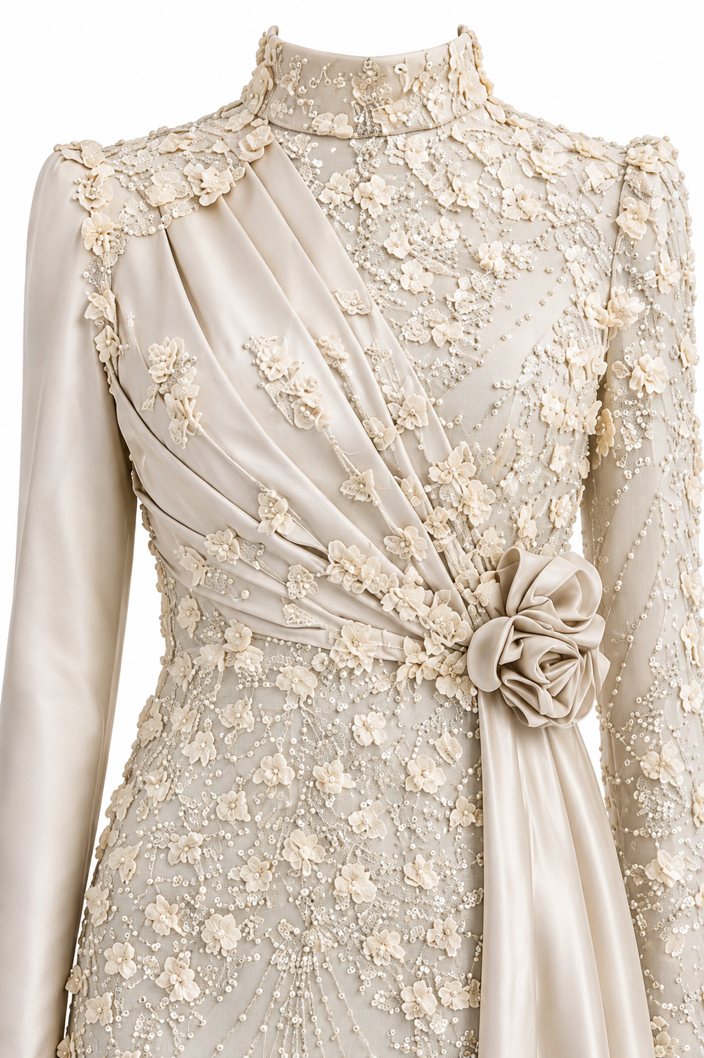 Mimosa Modest Evening Dress - Beige