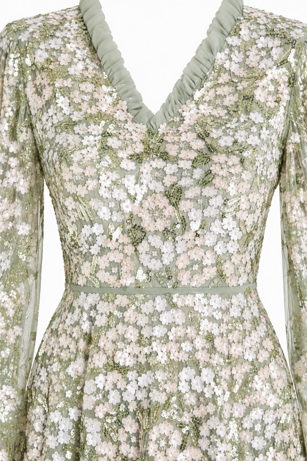 Fiorea Sequin Handwork Party Dress - Tan