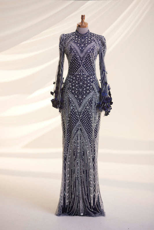 Sara Navy Blue Evening Gown