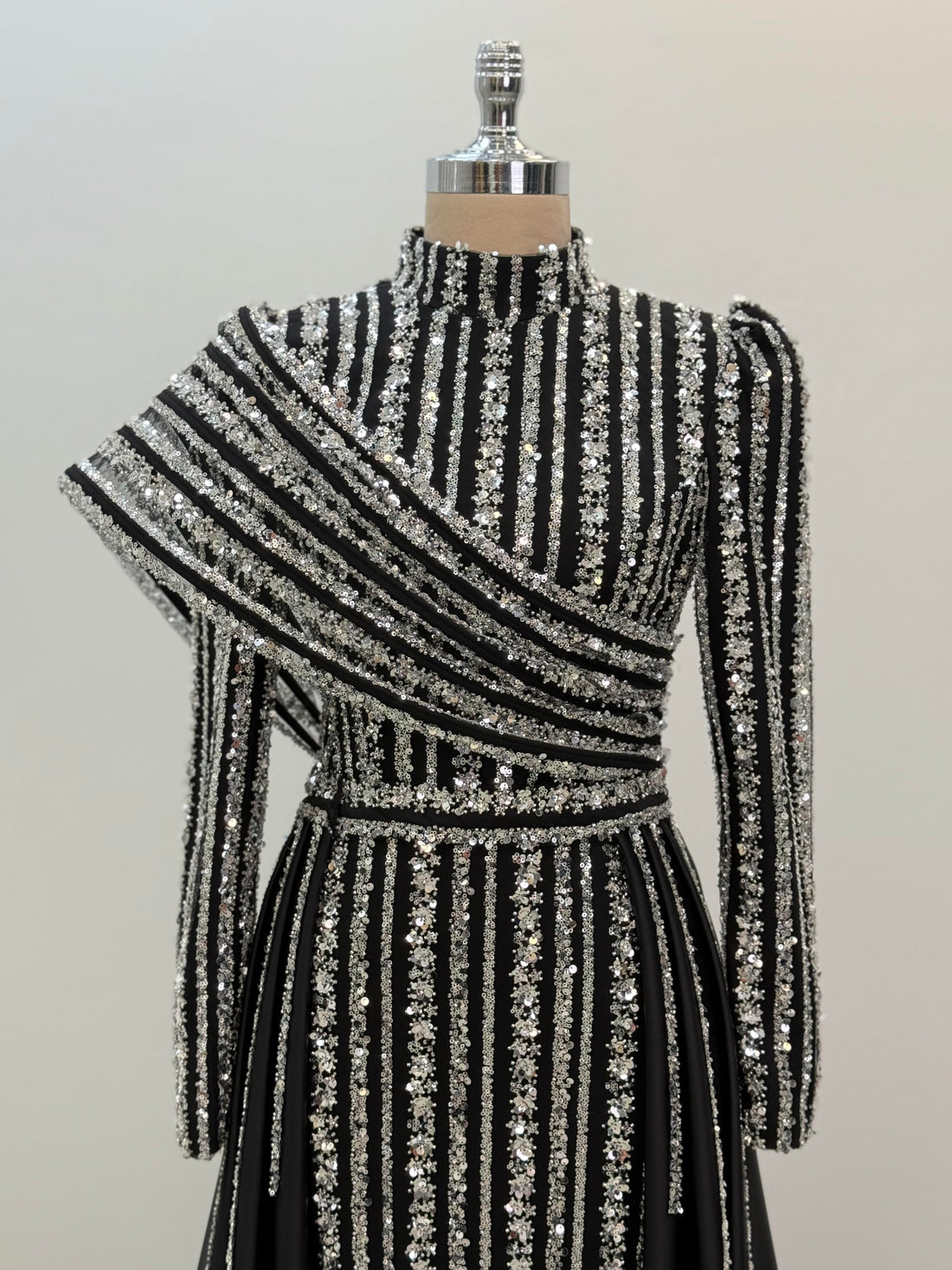 Elegance Evening Dress - Black-Silver - view 2