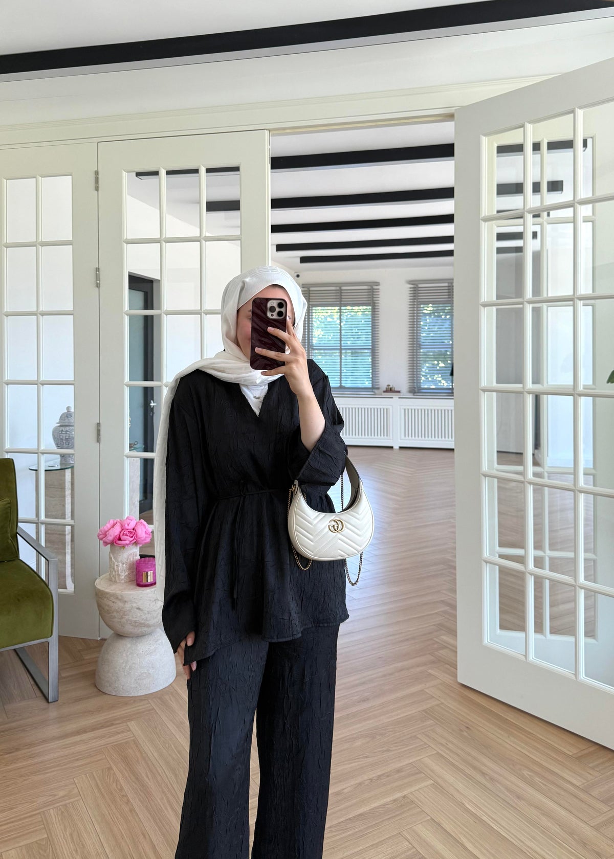 Eliza Black Pleated Set