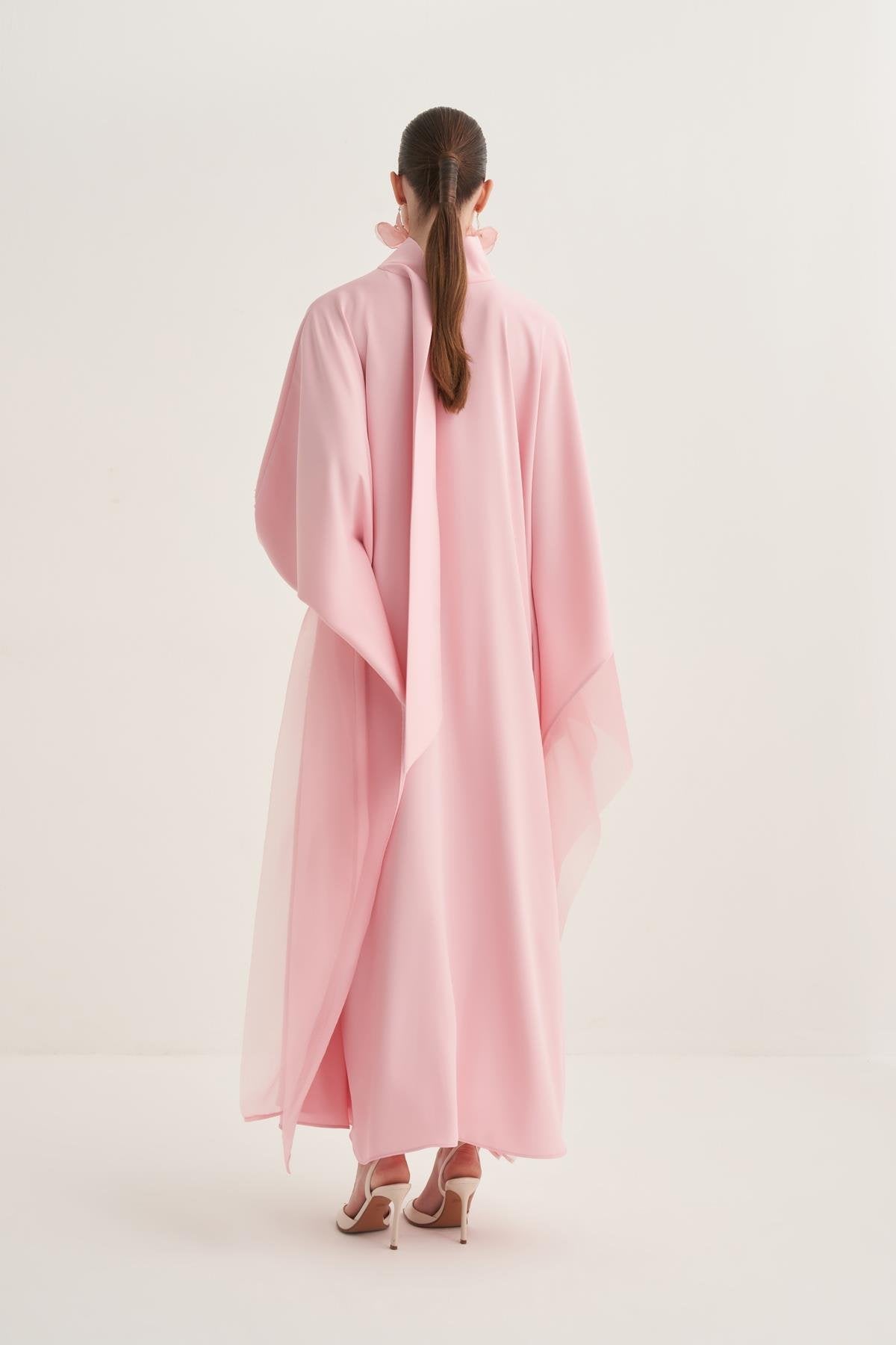 Pink Organza Detailed Kaftan Dress