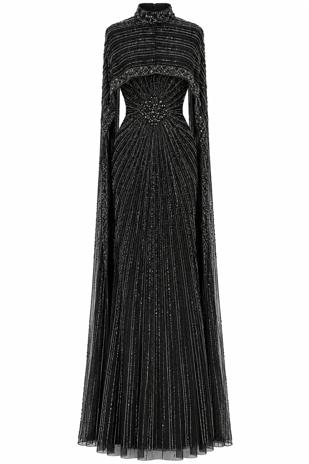 Couture Perla Modest Evening Dress - Black