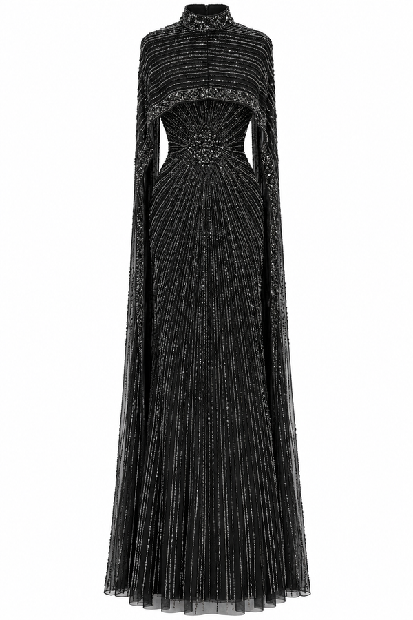 Couture Parla Modest Evening Dress - Black