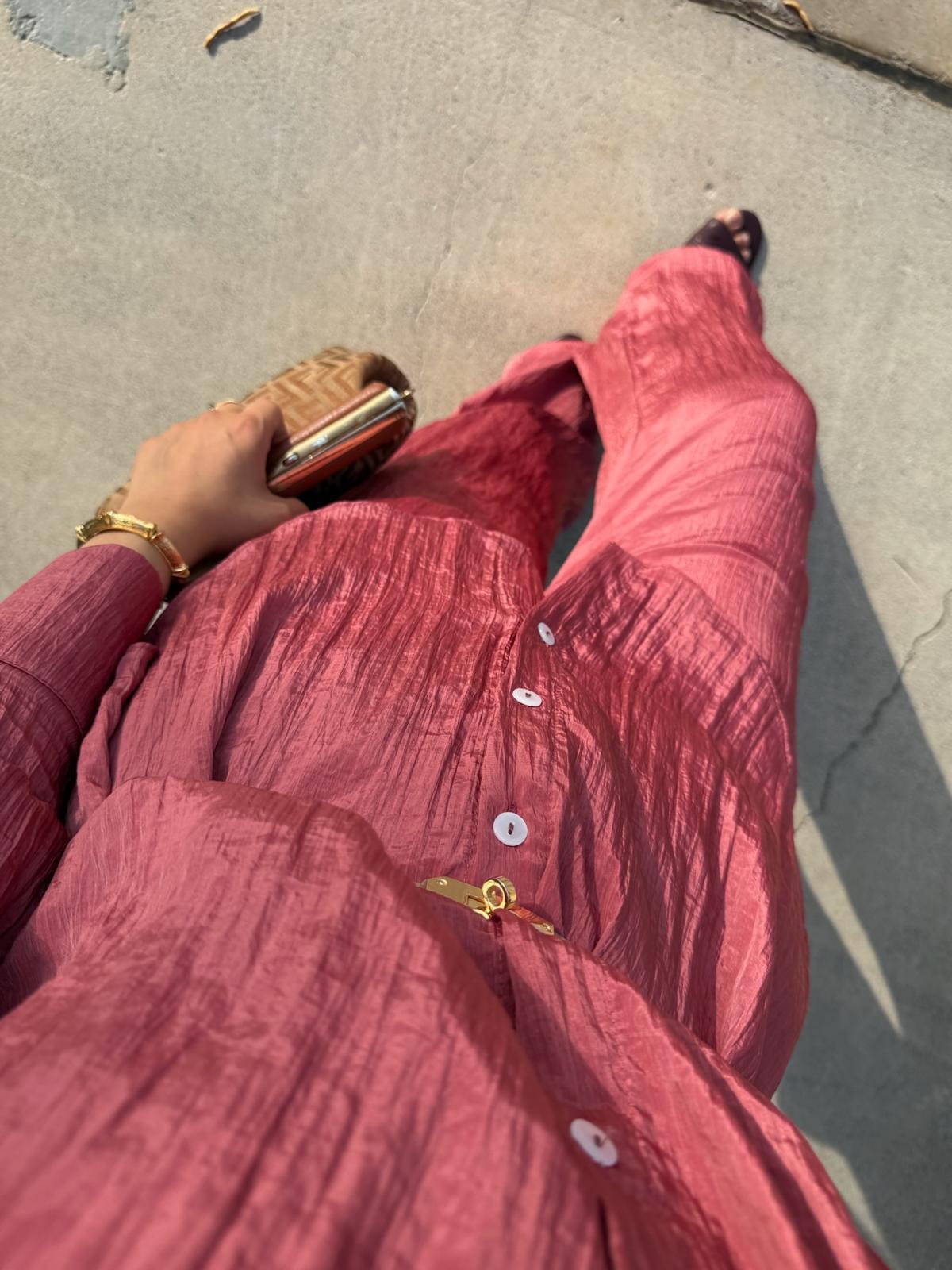 Crushed Shirt and Pant Matching Sets in Burgundy