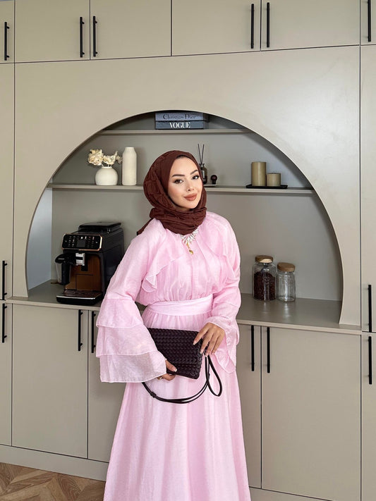 Farah Tulle Pink Maxi Dress