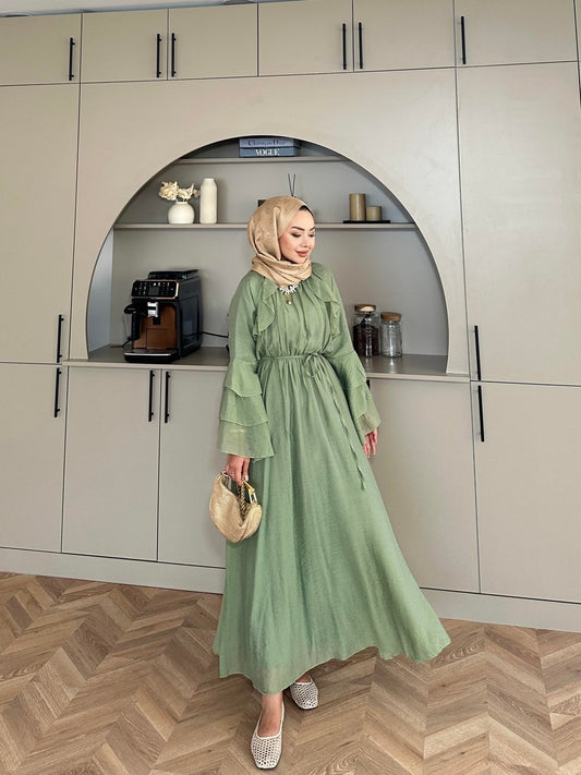 Farah Tulle Green Maxi Dress