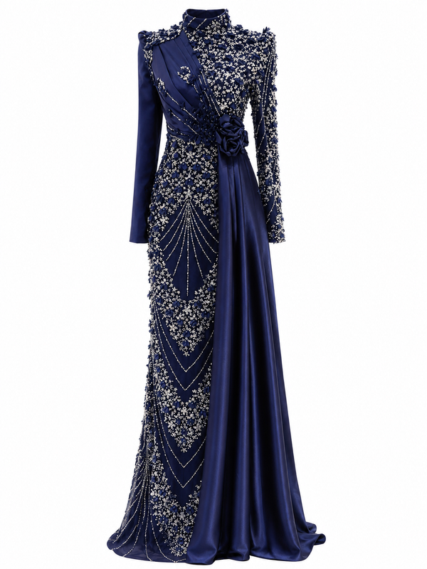 Mimosa Modest Evening Dress - Navy