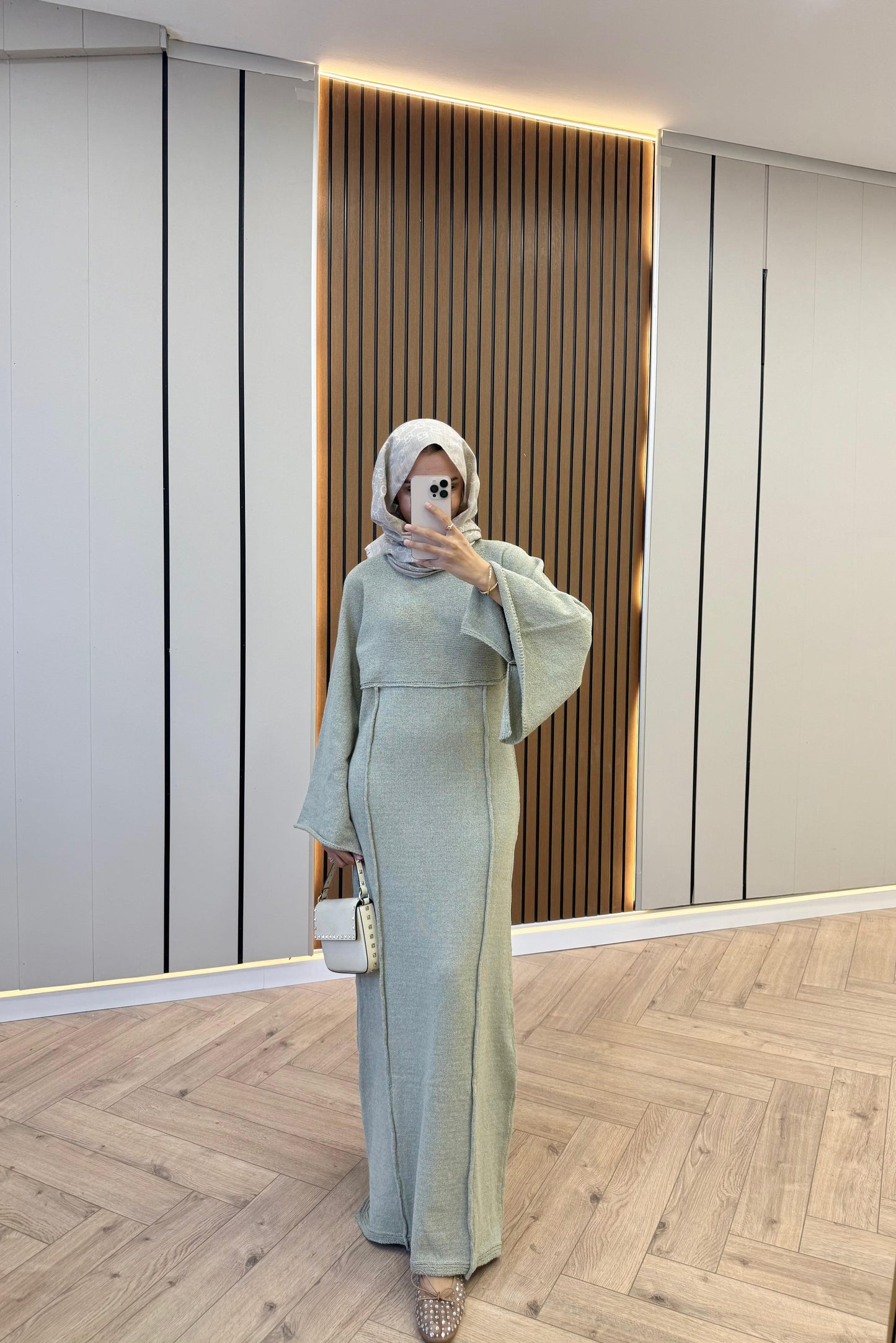 Striped-Detail Knit Dress – Mint