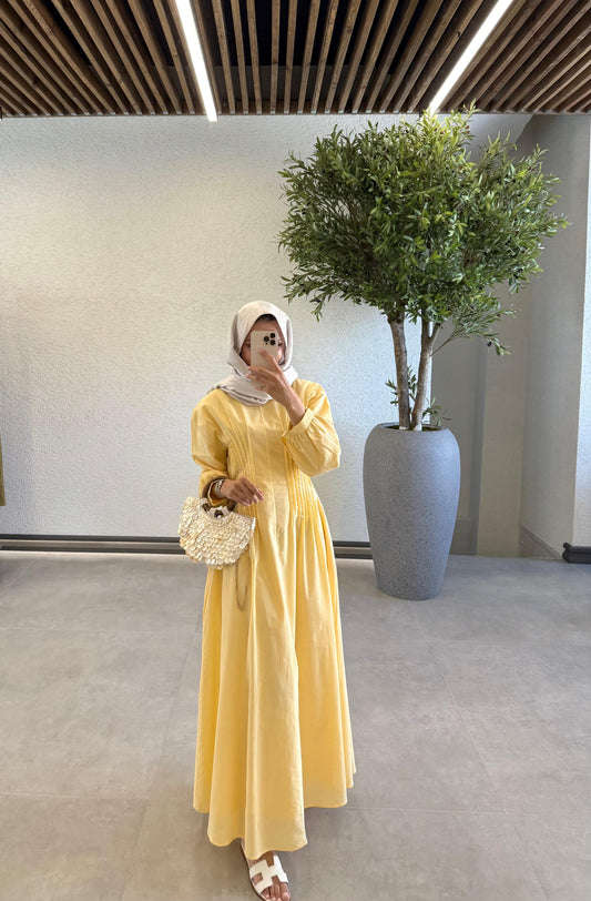 Monica Drapped Dress - Yellow