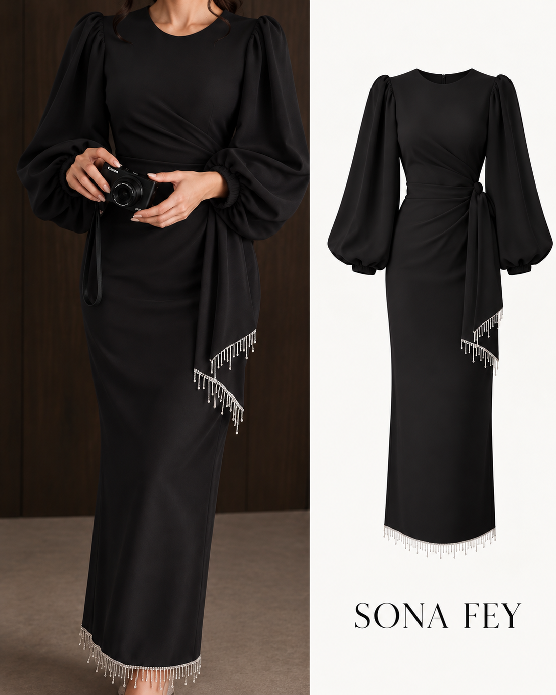 Gala Tassel Dress Black - Sona Fey