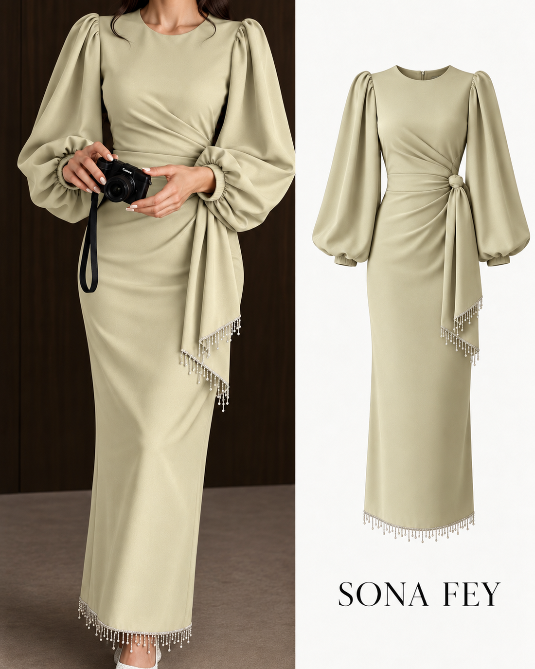 Gala Tassel Dress Champagne - Sona Fey