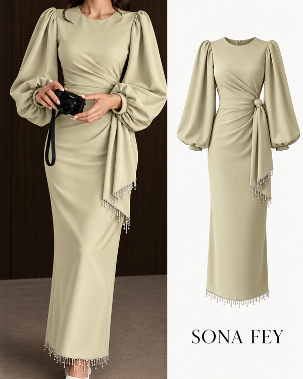 Gala Tassel Dress Champagne - Sona Fey