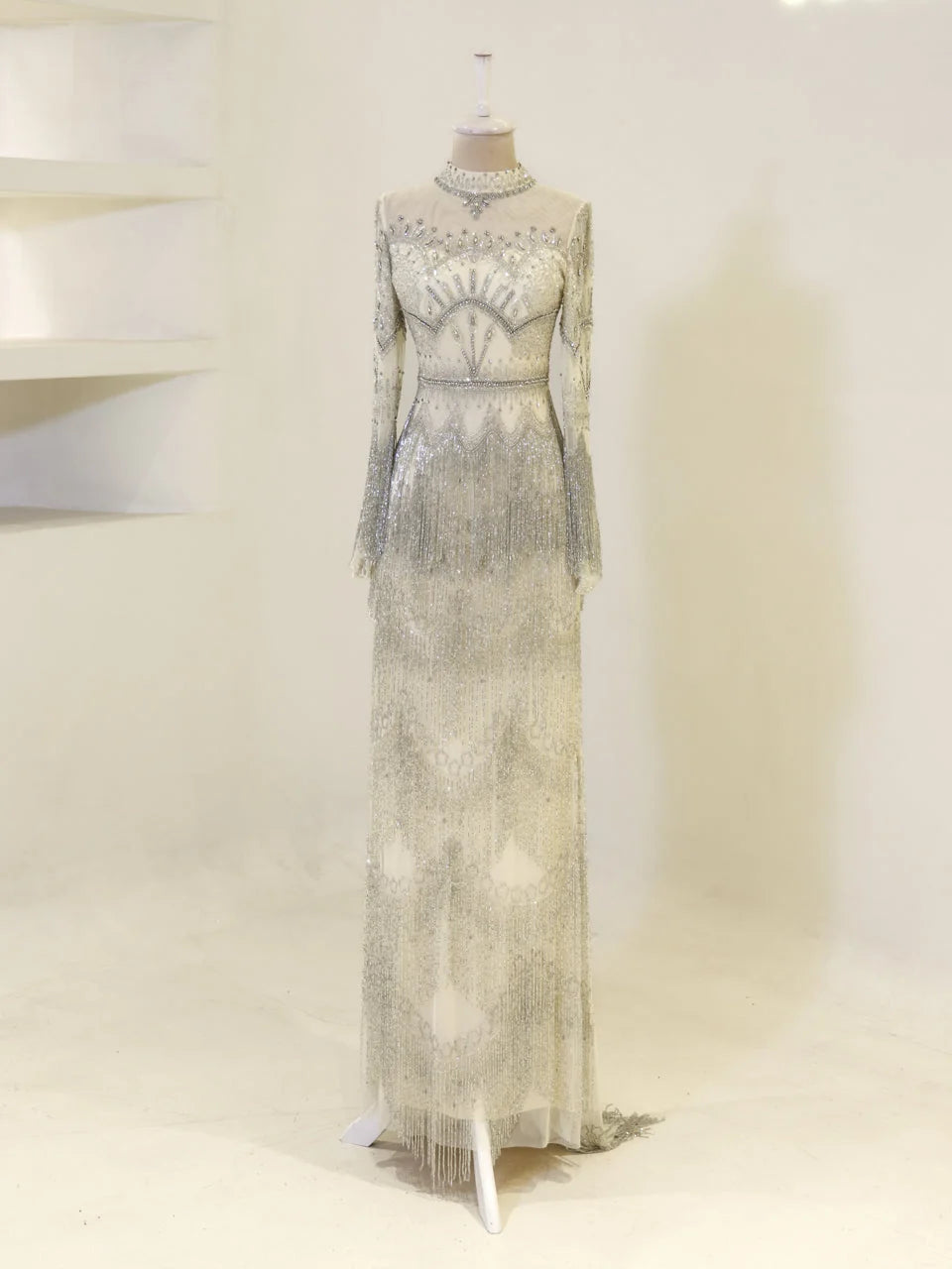Gatsby Couture Dress – Cream full-length front view