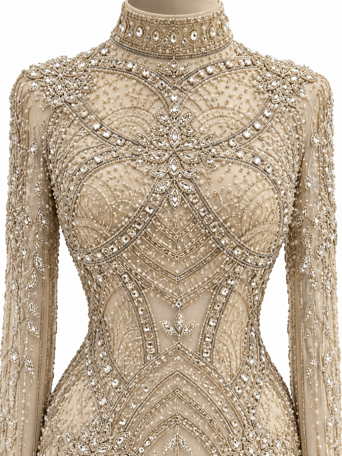 Couture Zevaria Modest Evening Dress - Gold