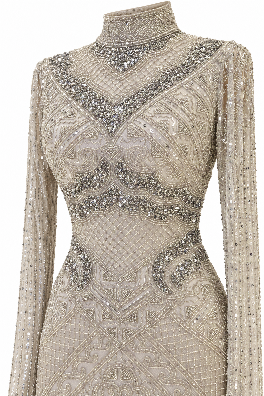 Couture Almas Modest Evening Dress - Grey