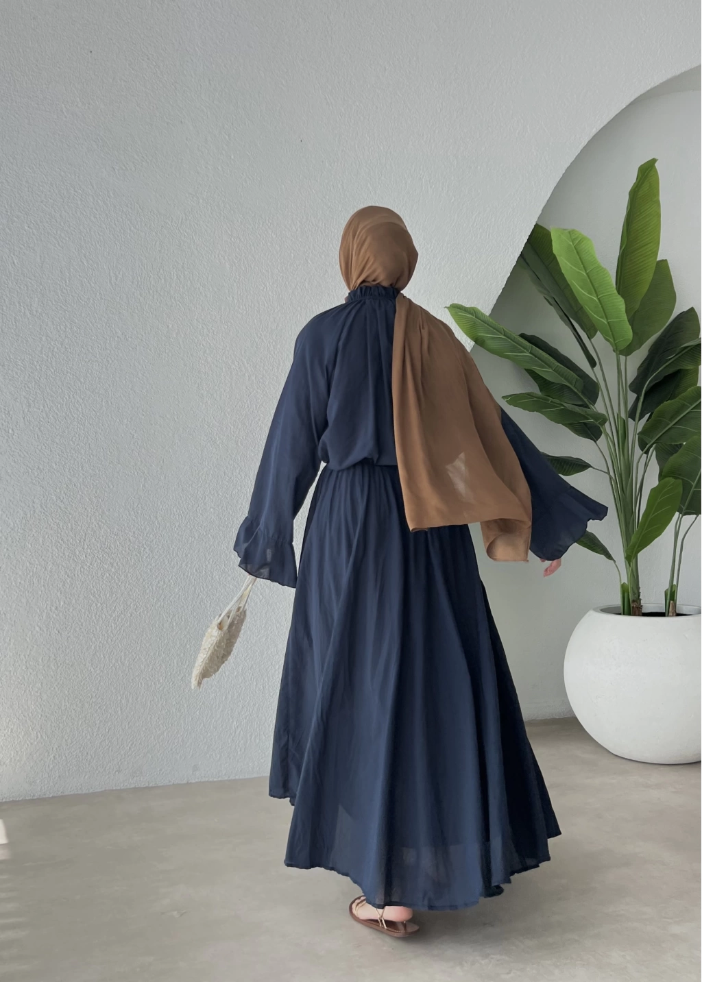 Navy Blue Voile Shirt and Skirt Set