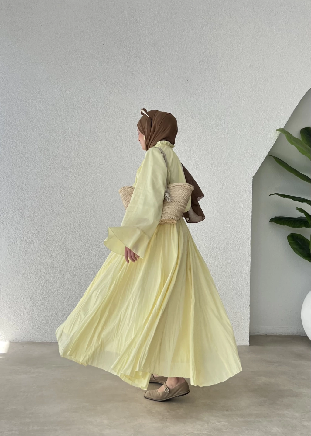 Butter Yellow Voile Shirt and Skirt Set