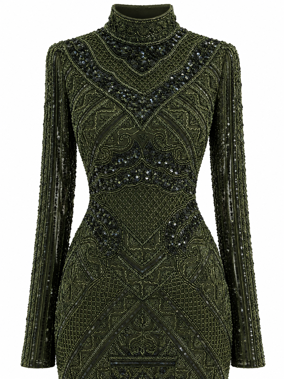 Couture Almas Modest Evening Dress - Khaki