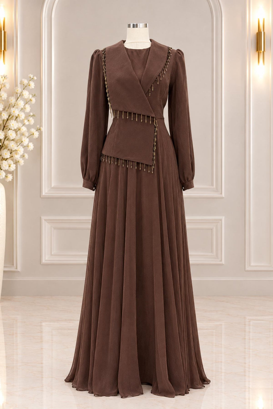 Haneen Dress in Brown