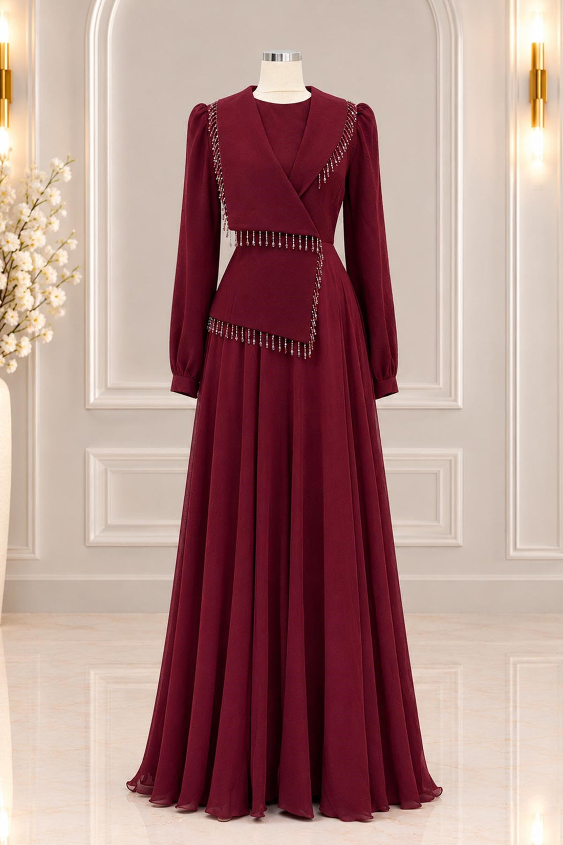 Haneen Dress in Burgundy