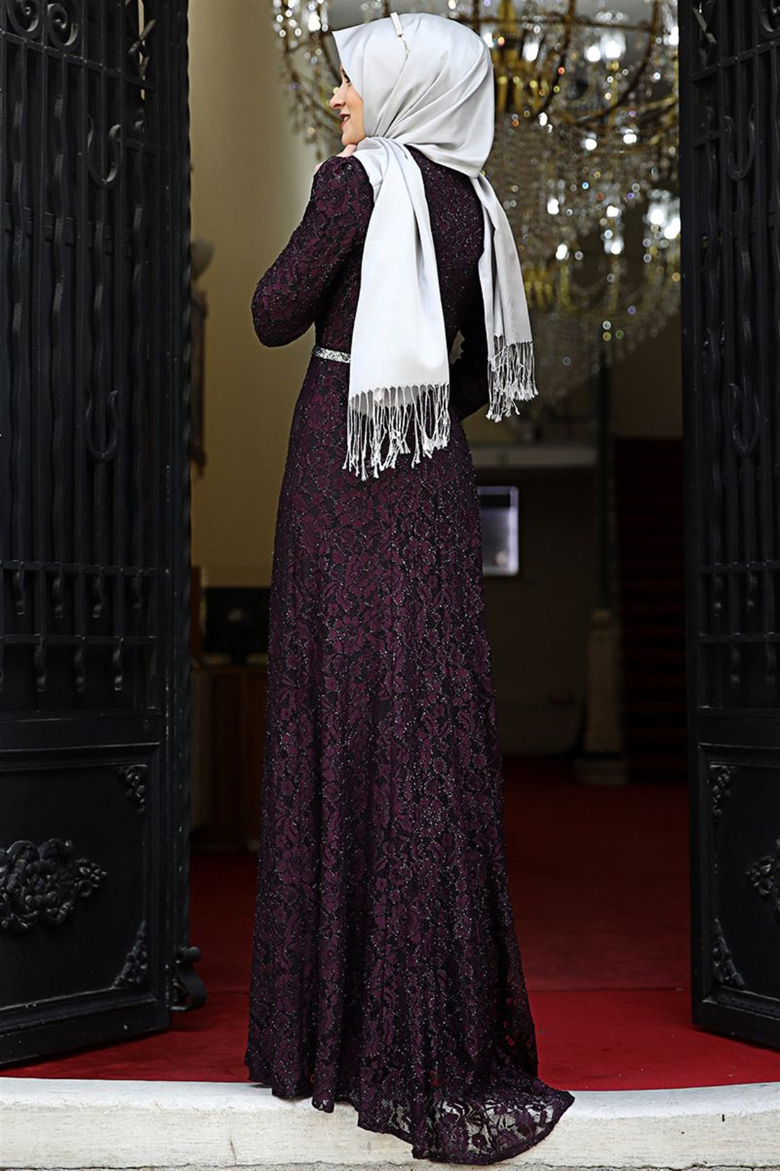 Hayal Modest Evening Dress - Purple