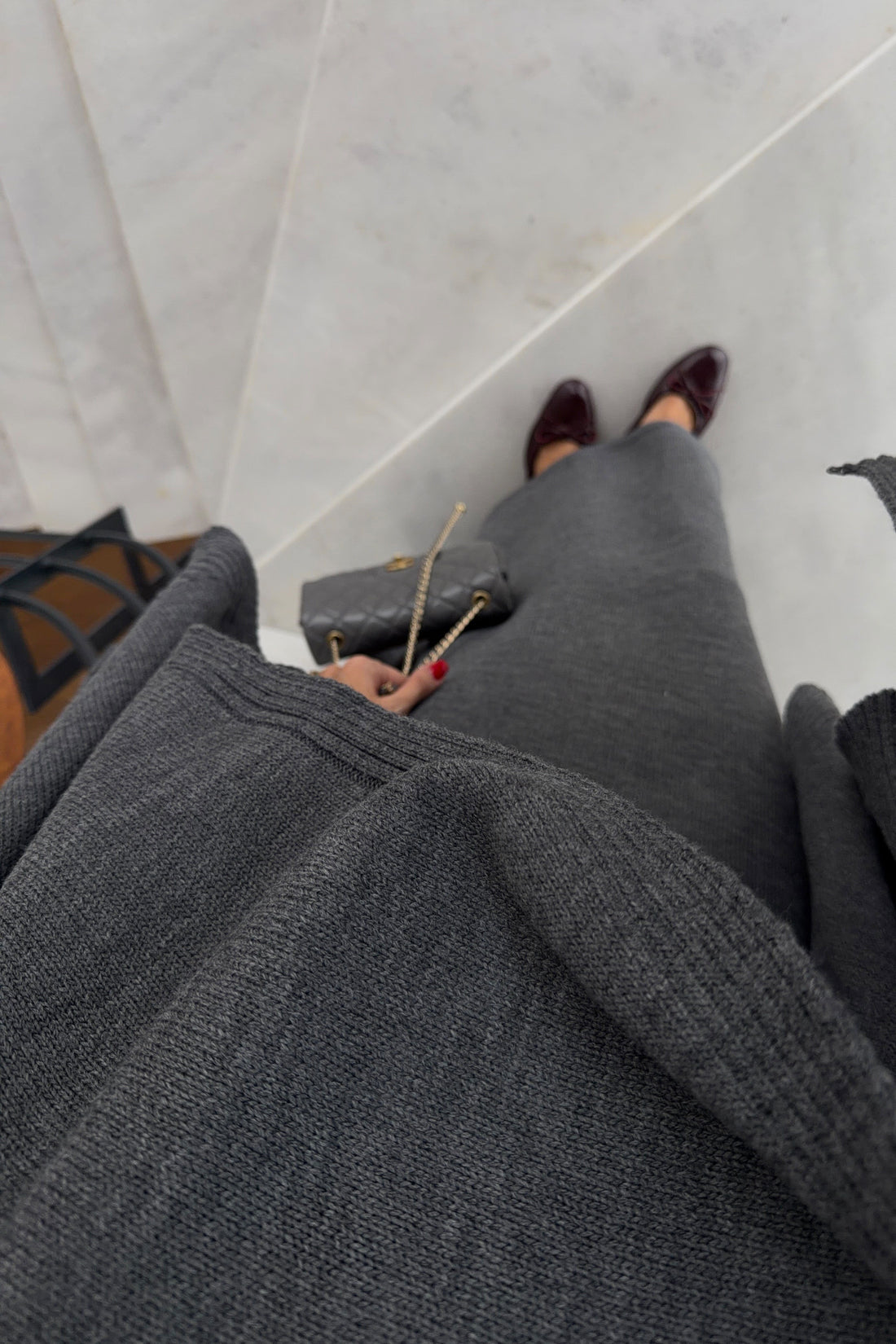 Anthracite knit set styling detail