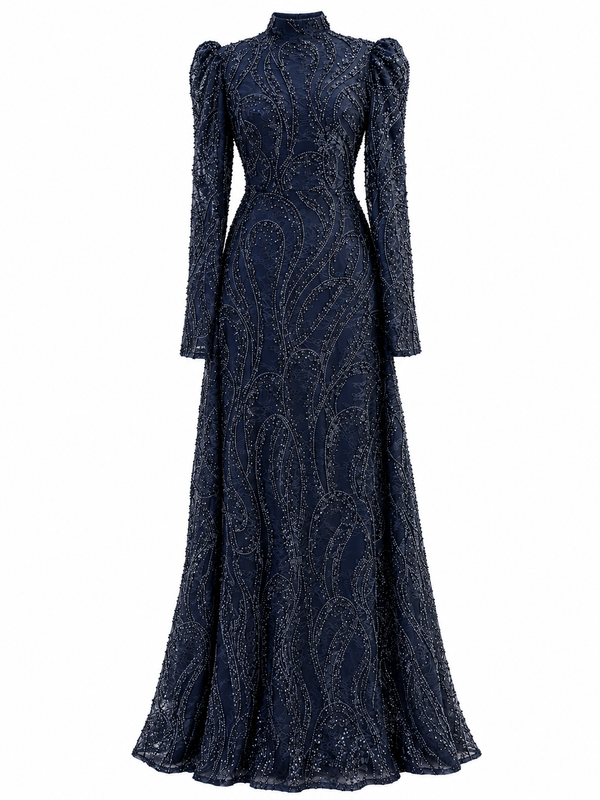 Amaris Modest Evening Dress - Navy