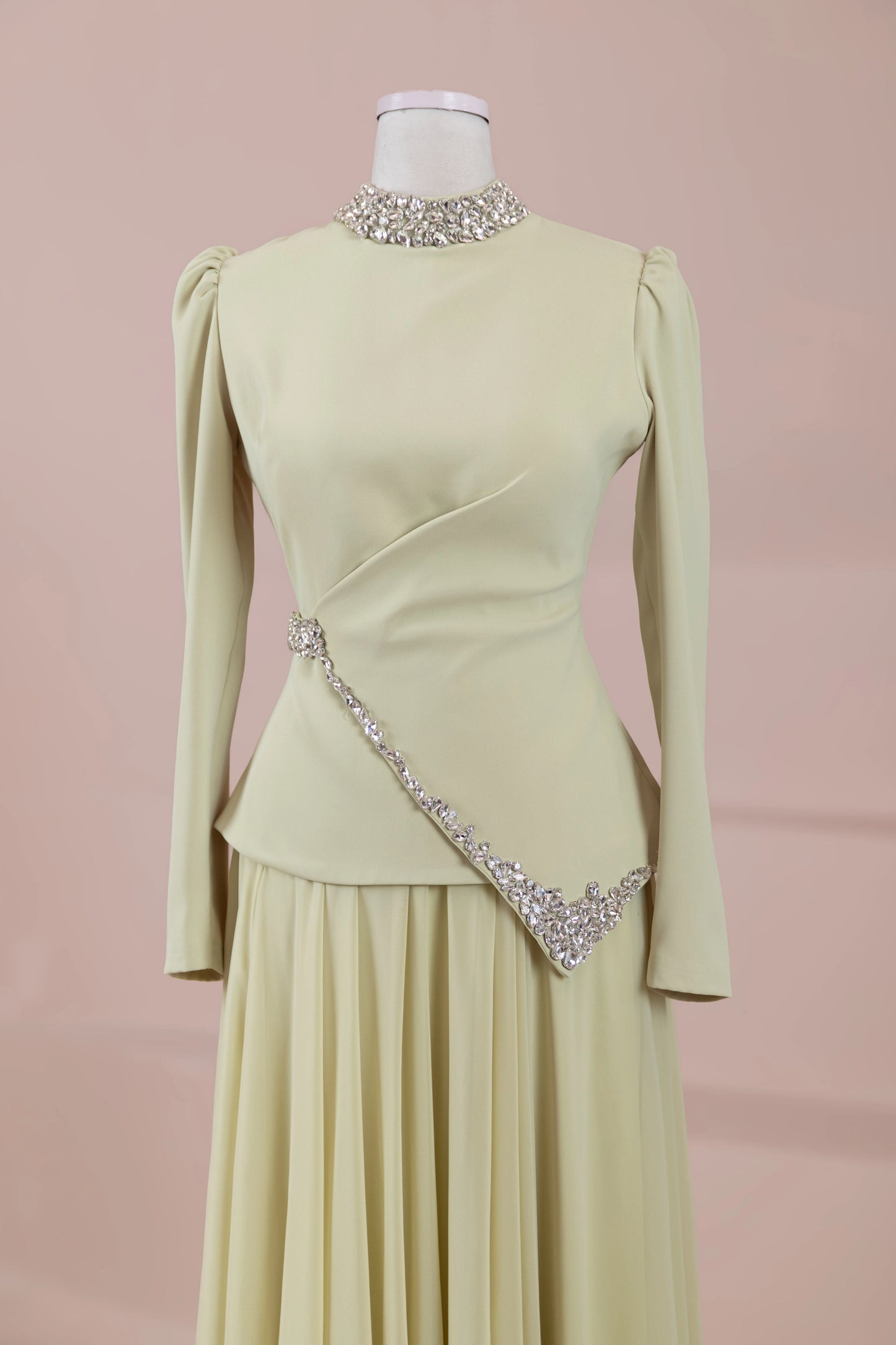 Regina Modest Evening Gown - Lime