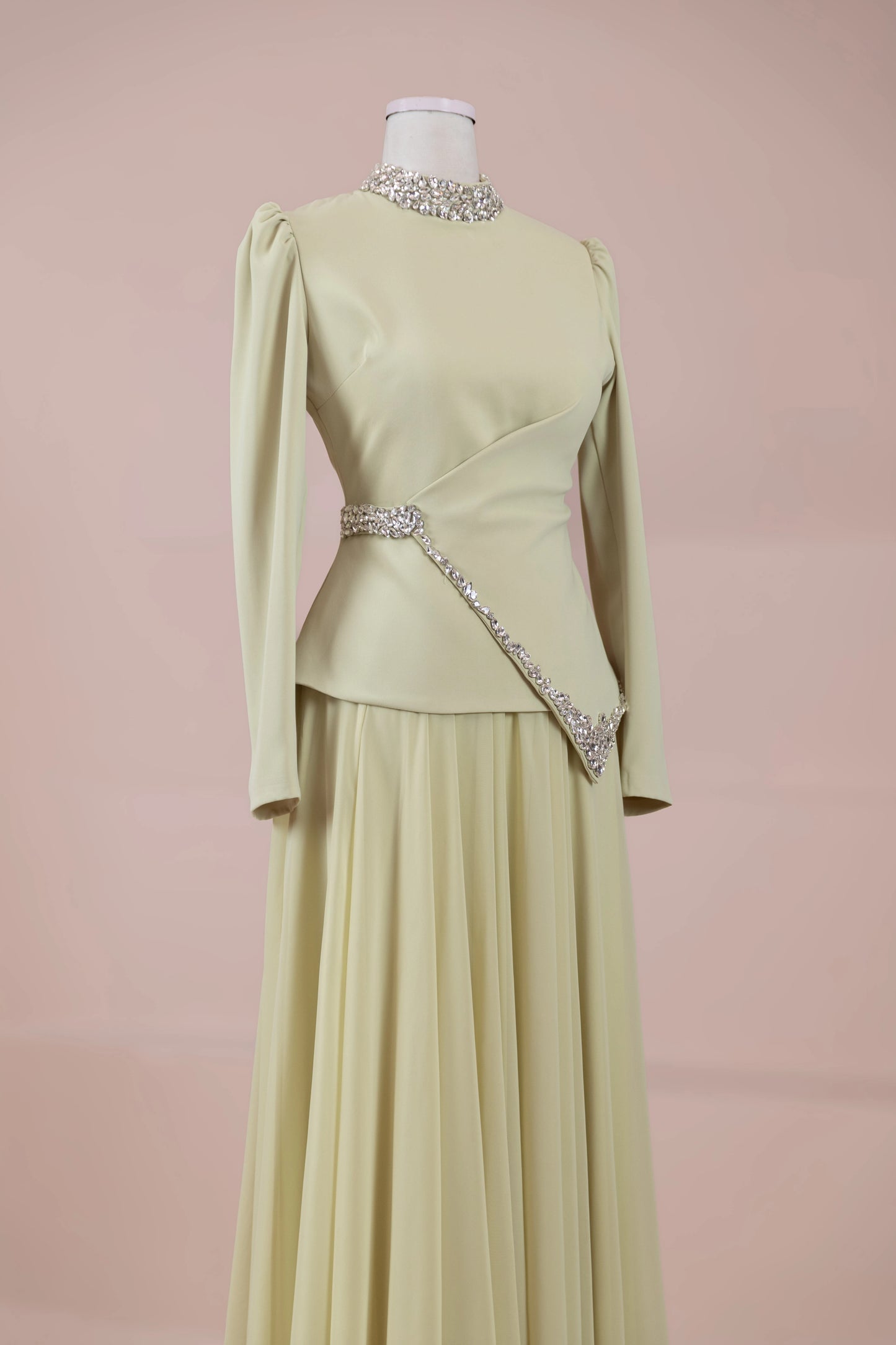 Regina Modest Evening Gown - Lime