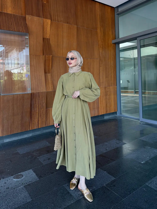Premium Tencel Maxi Shirt Dress with Belt