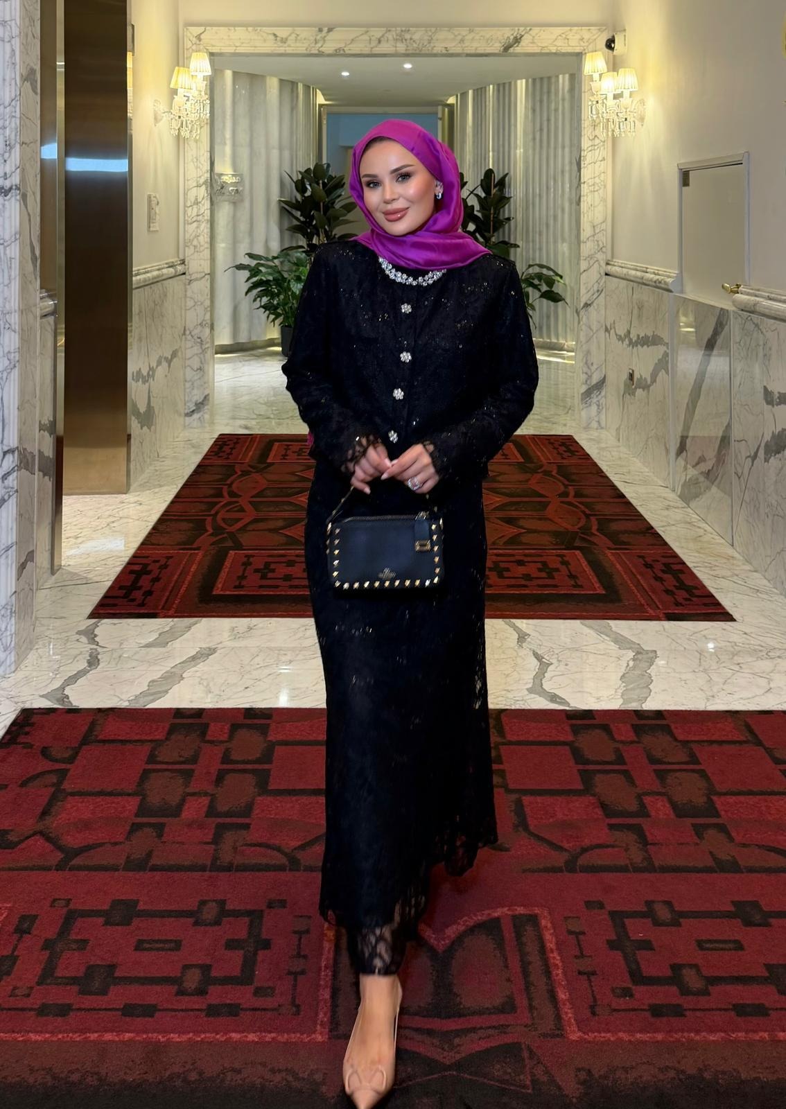 Lace Shimmer Skirt Set – Black