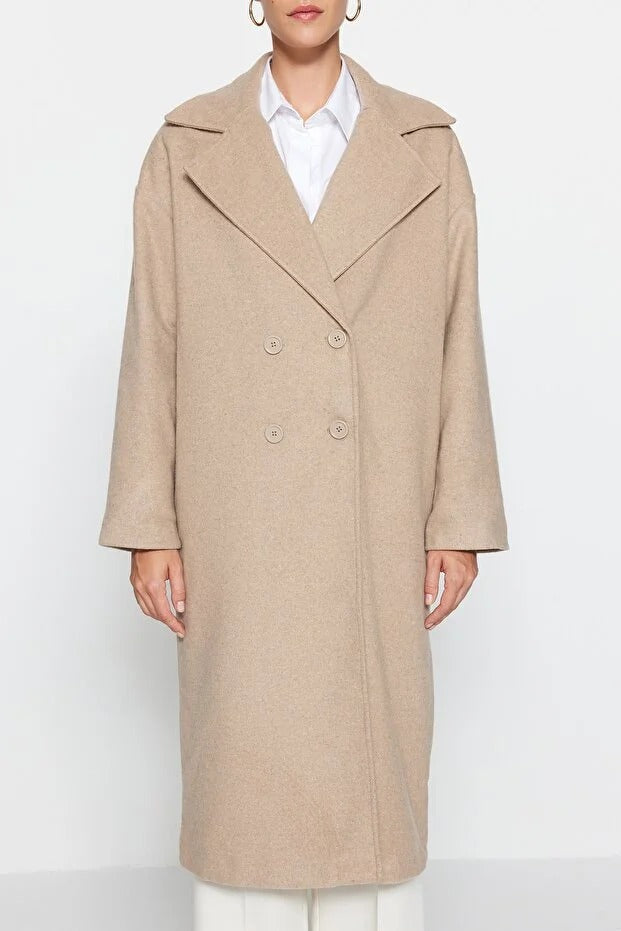 Oversized Wide-Cut Long Wool-Blend Overcoat