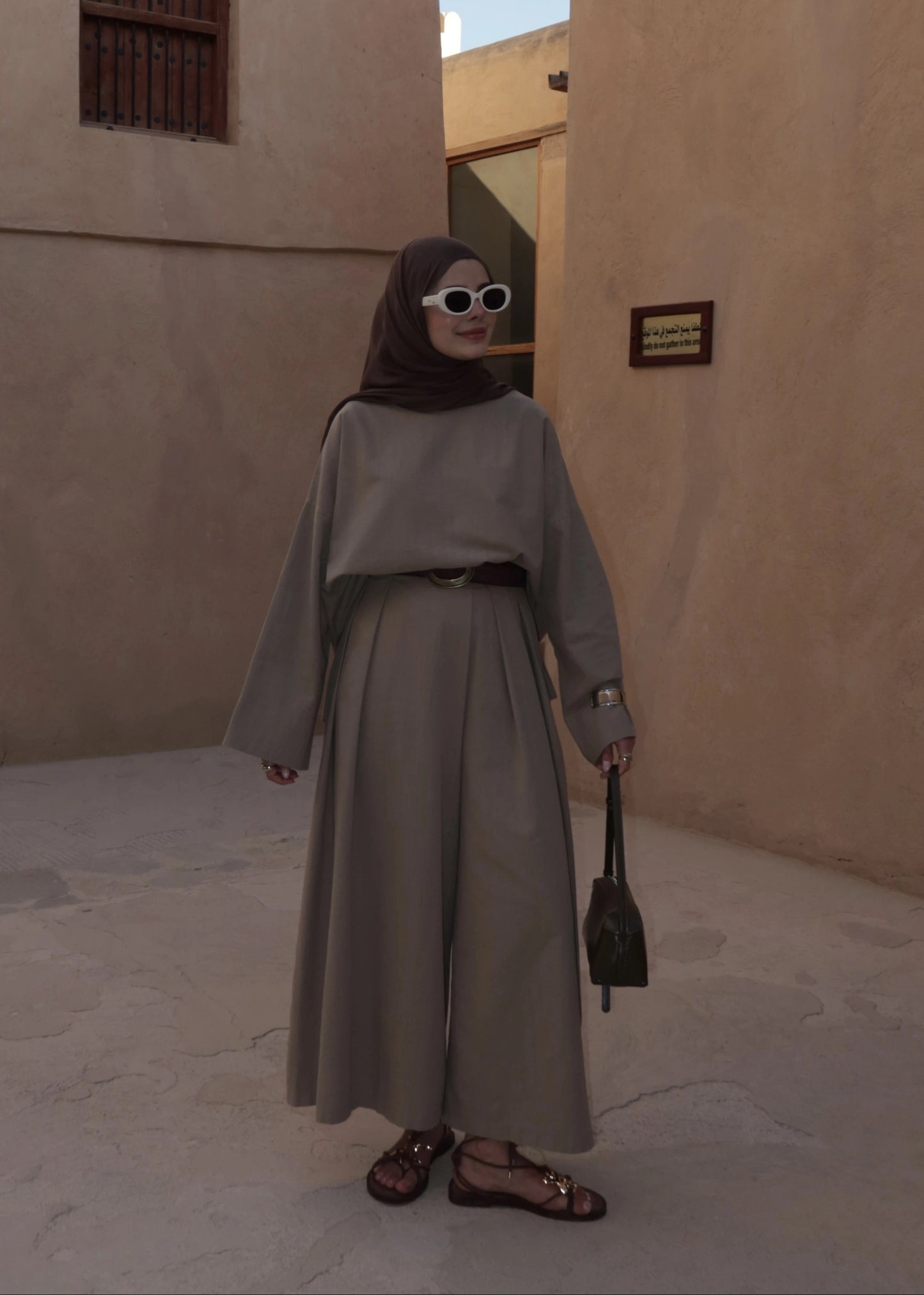 Linen Chino Fit Two-Piece Set -Mink