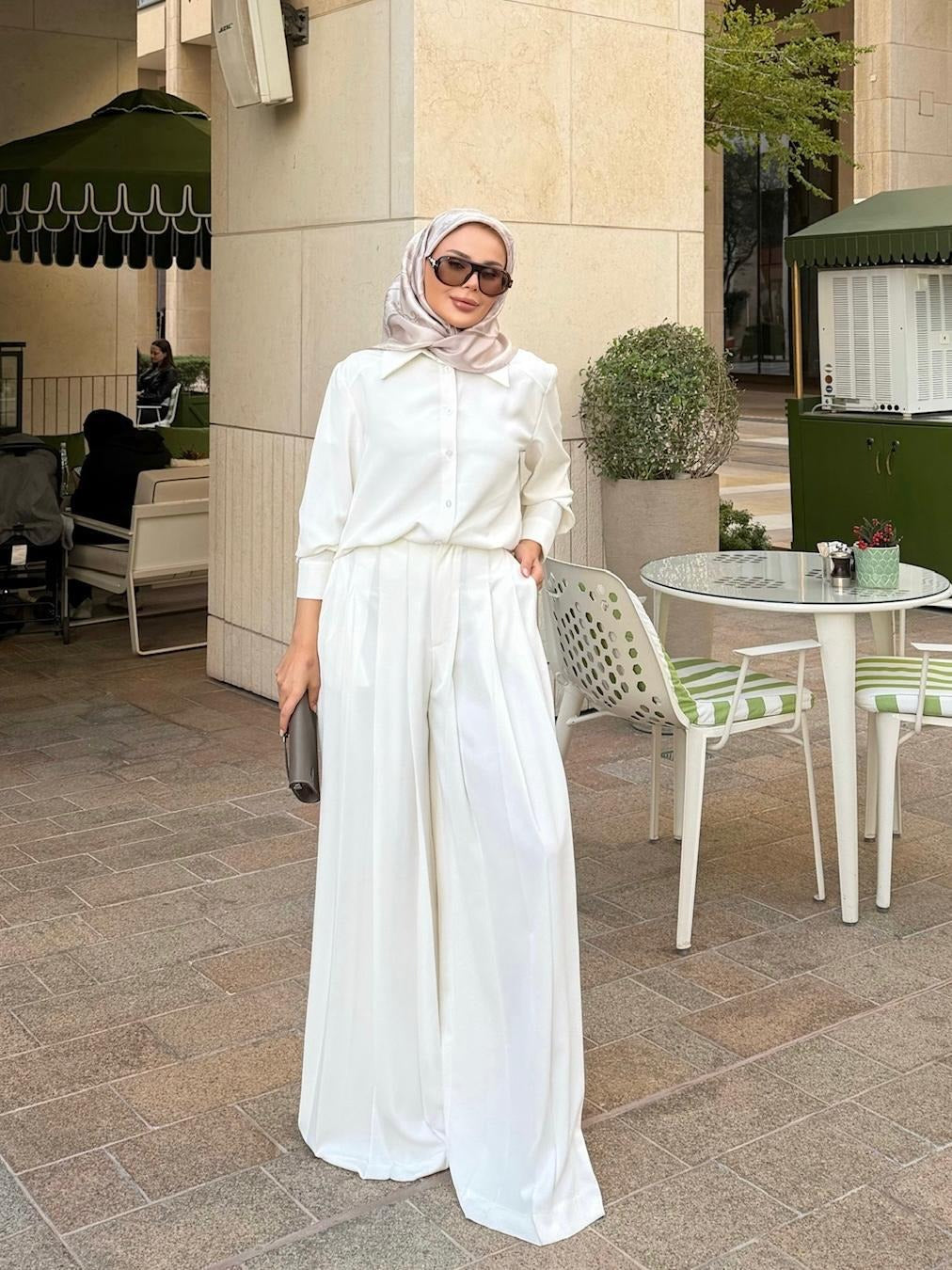 Daphne Pleated Pants Set – Ecrou