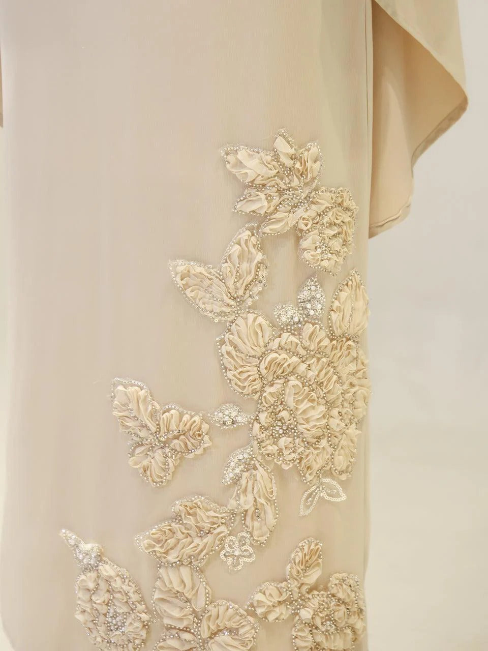 Soraya Stone-Embellished Modest Satin Cape Pencil Dress - Evening Dress