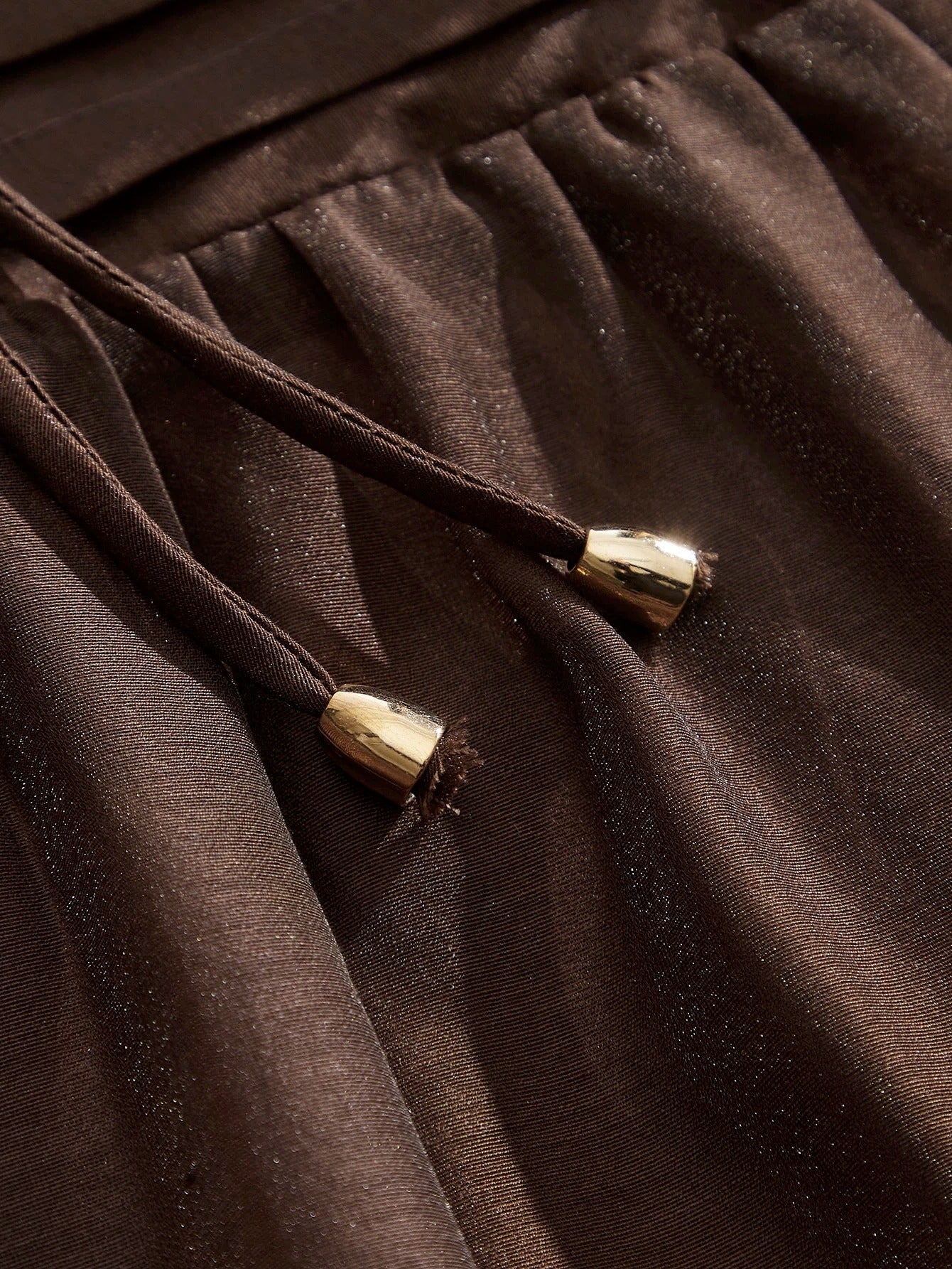 Elaire Elegant Ruched‑Hem Party Dress -Brown