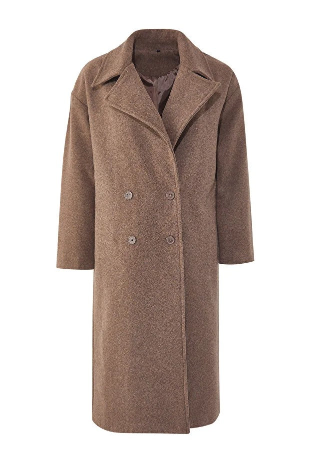 Mink Oversized Wide-Cut Long Wool-Blend Overcoat