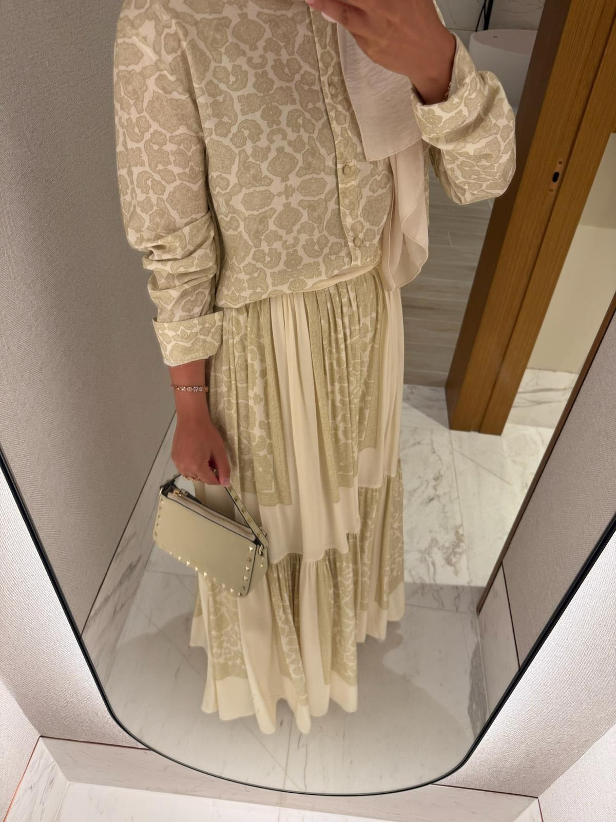 Lightweight Ethnic Shirt and Skirt Co-Ord in Yellow