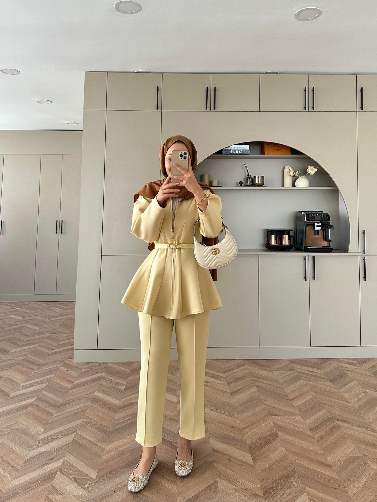 Premium Scuba Fabric Two-Piece Set -Butter Yellow