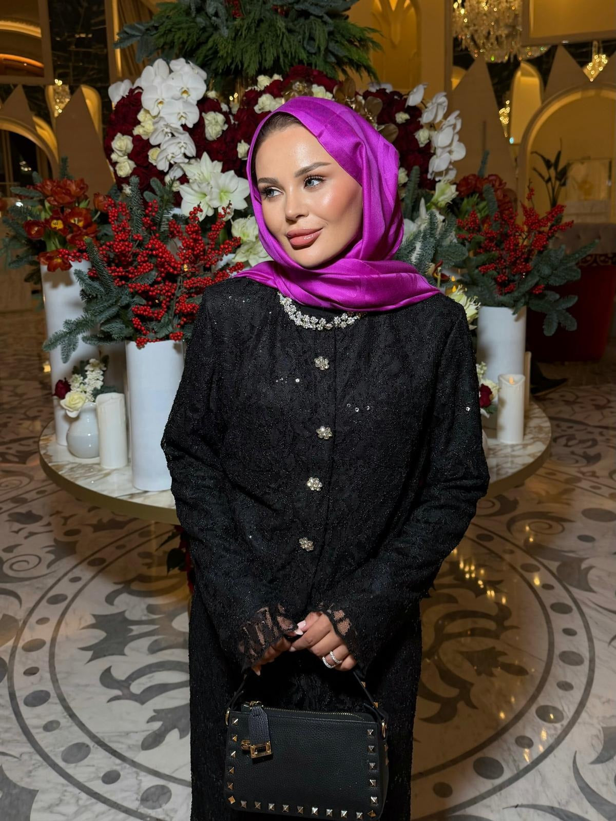 Lace Shimmer Skirt Set – Black