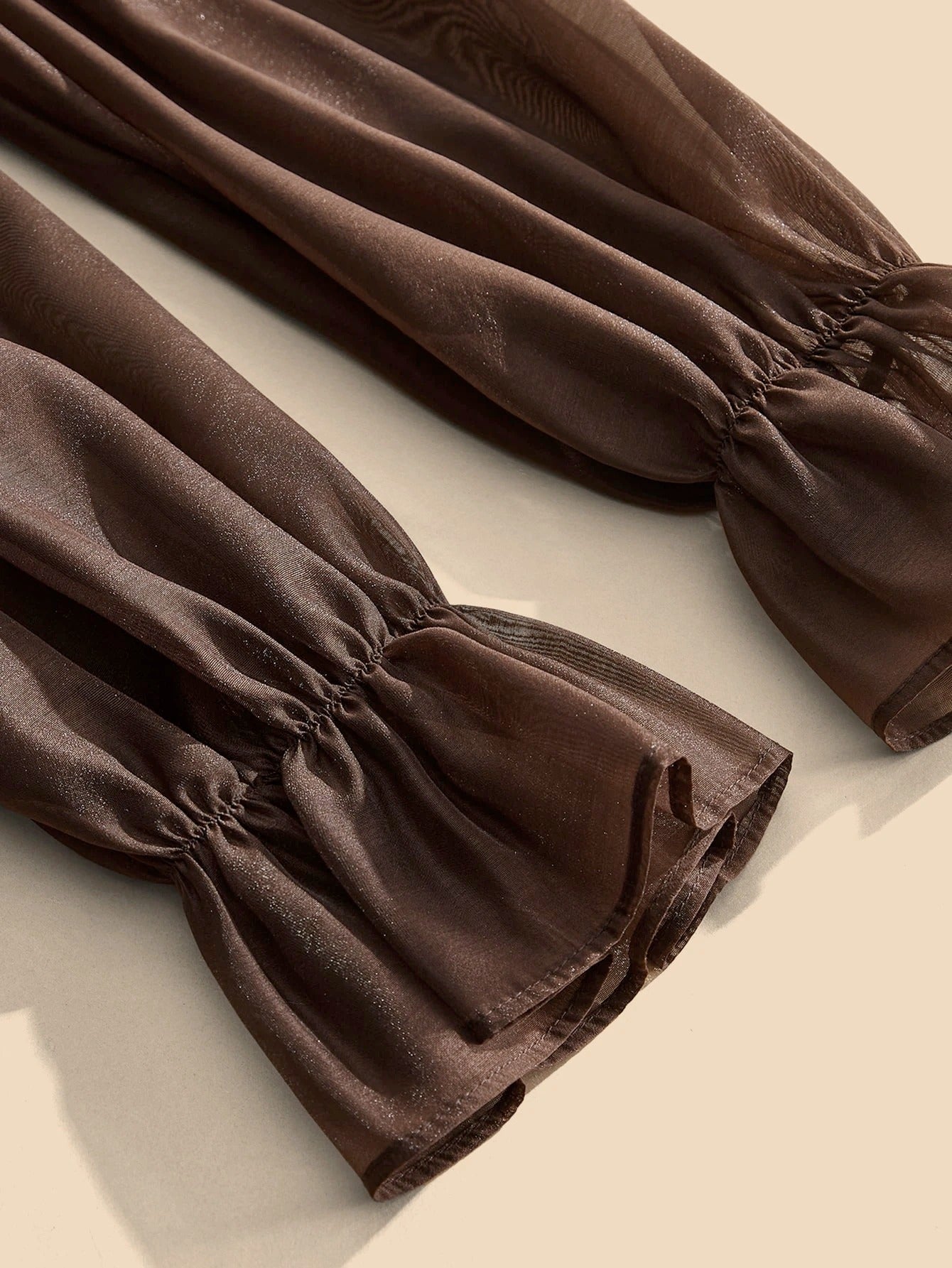 Elaire Elegant Ruched‑Hem Party Dress -Brown