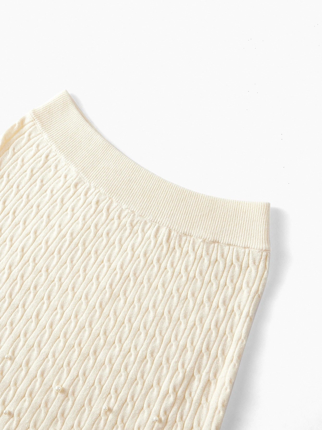 Premium Faux Pearl & Rhinestone Sweater Skirt